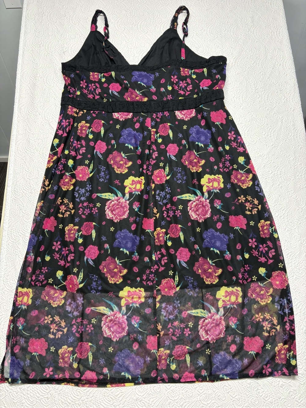 Torrid Betsy Johnson Black Maxi Dress with Pink, Yellow & Purple Floral Pattern - Picture 3 of 9